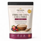 Sachet de Fibre de Chia 5 en 1 Trivaya, saveur Baies, 300 g, vu de face